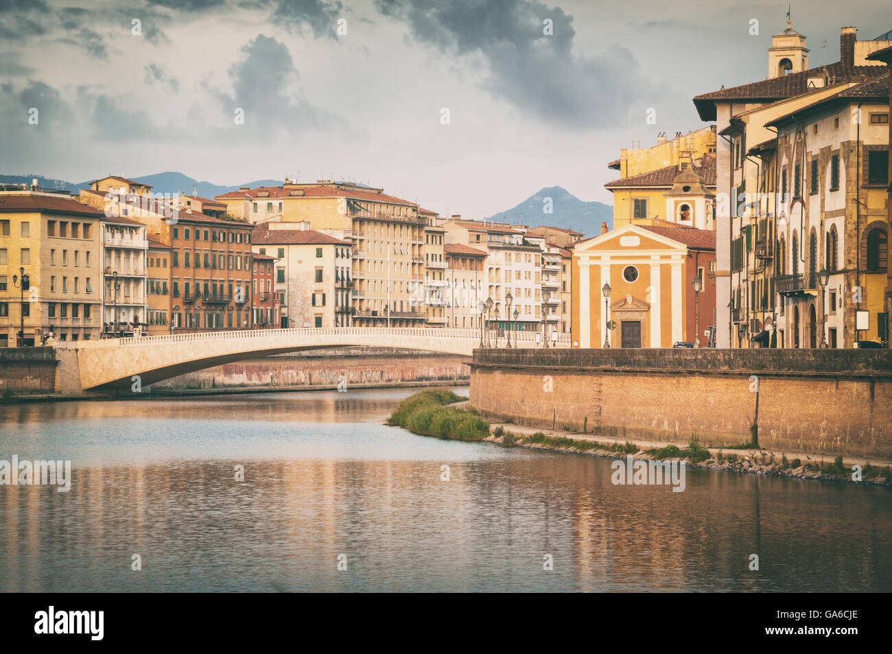 River Arno in Pisa, Italy. Stock Photo