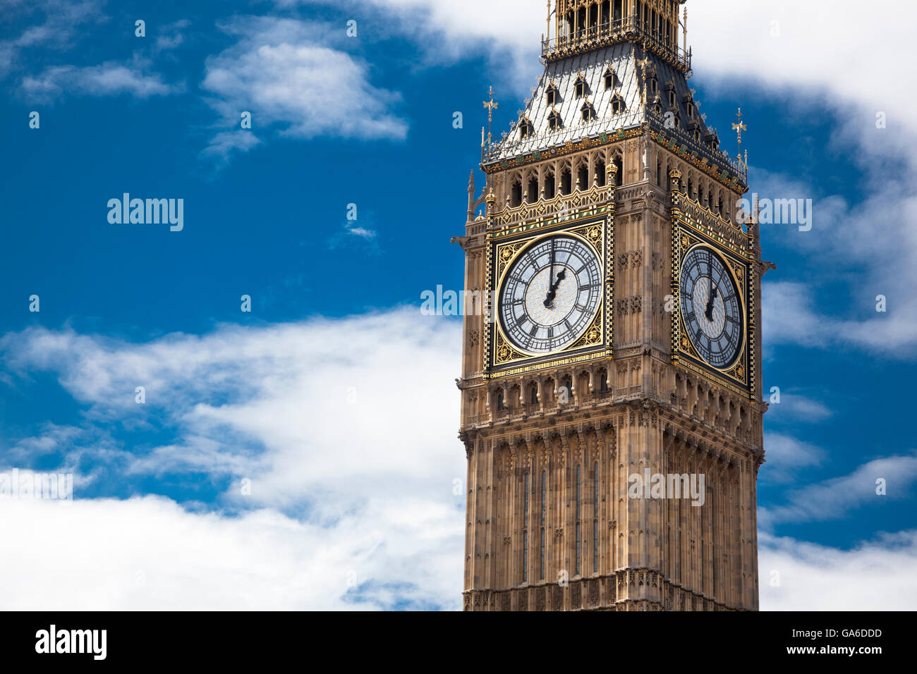 Close-up of Big Ben - most recognizable landmark in London, England Stock Photo