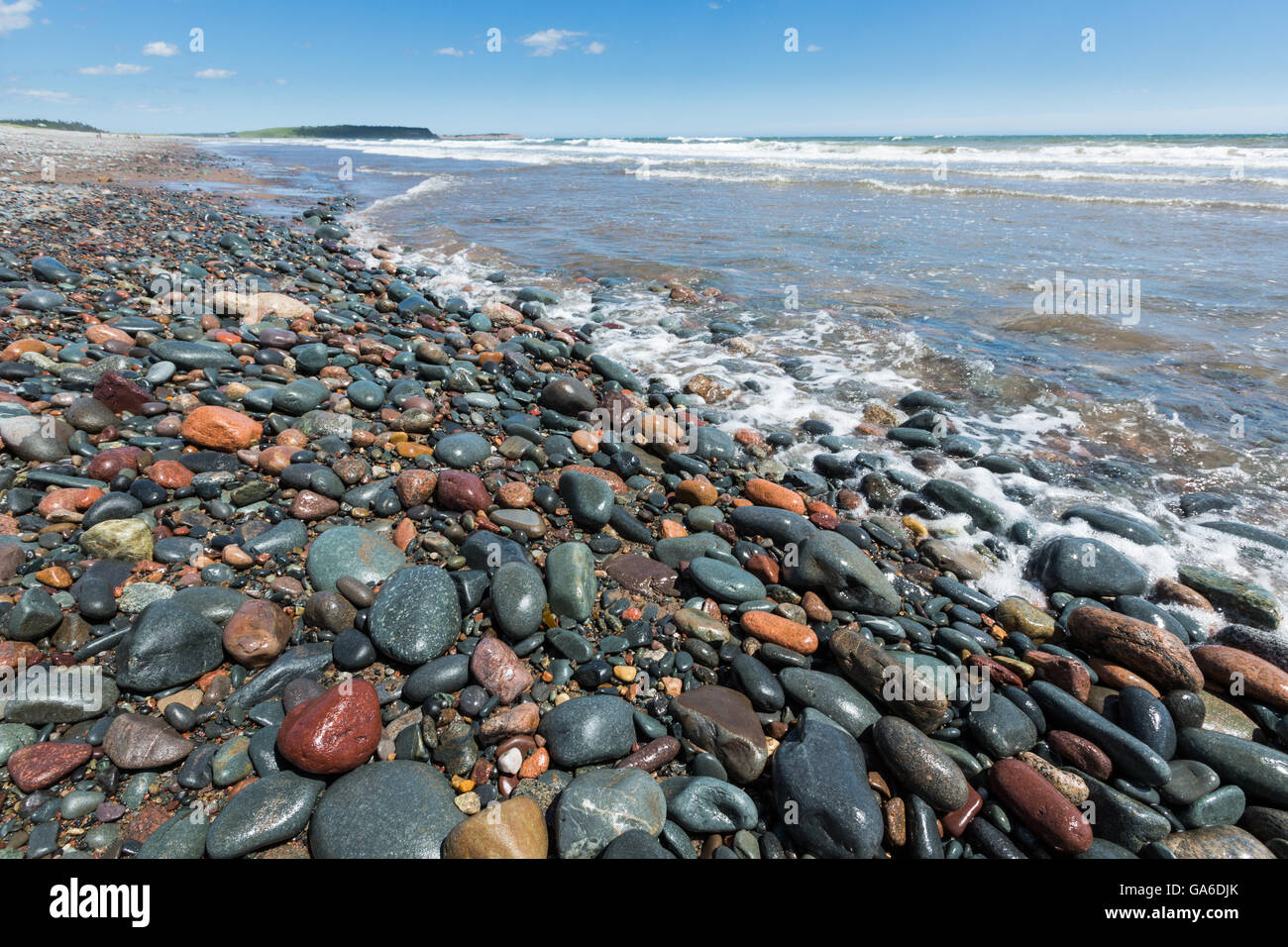 Close-up view of the pebbles at Lawrencetown Beach, Nova Scotia, Canada Stock Photo