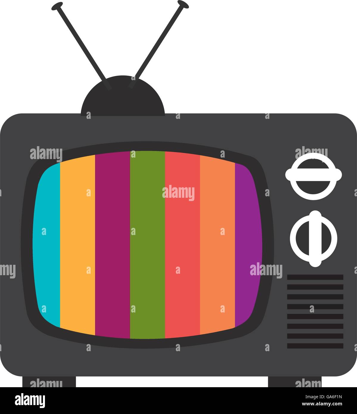 black old tv with colorful stripes, vector graphic Stock Vector Image ...