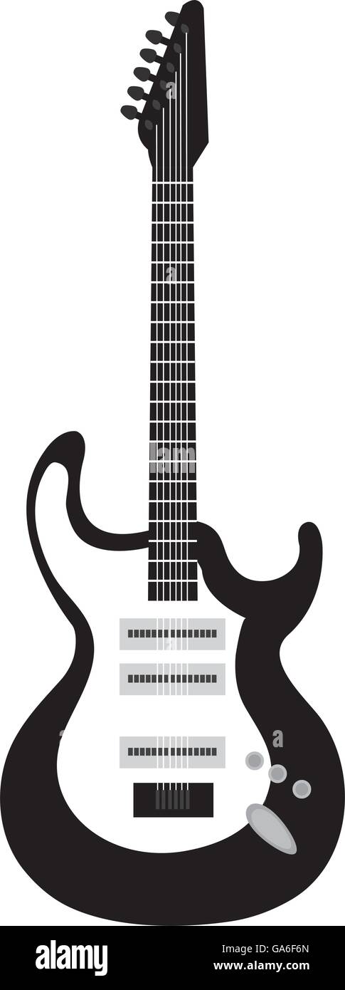 Electric guitar icon in black and white colors Stock Vector Image & Art ...