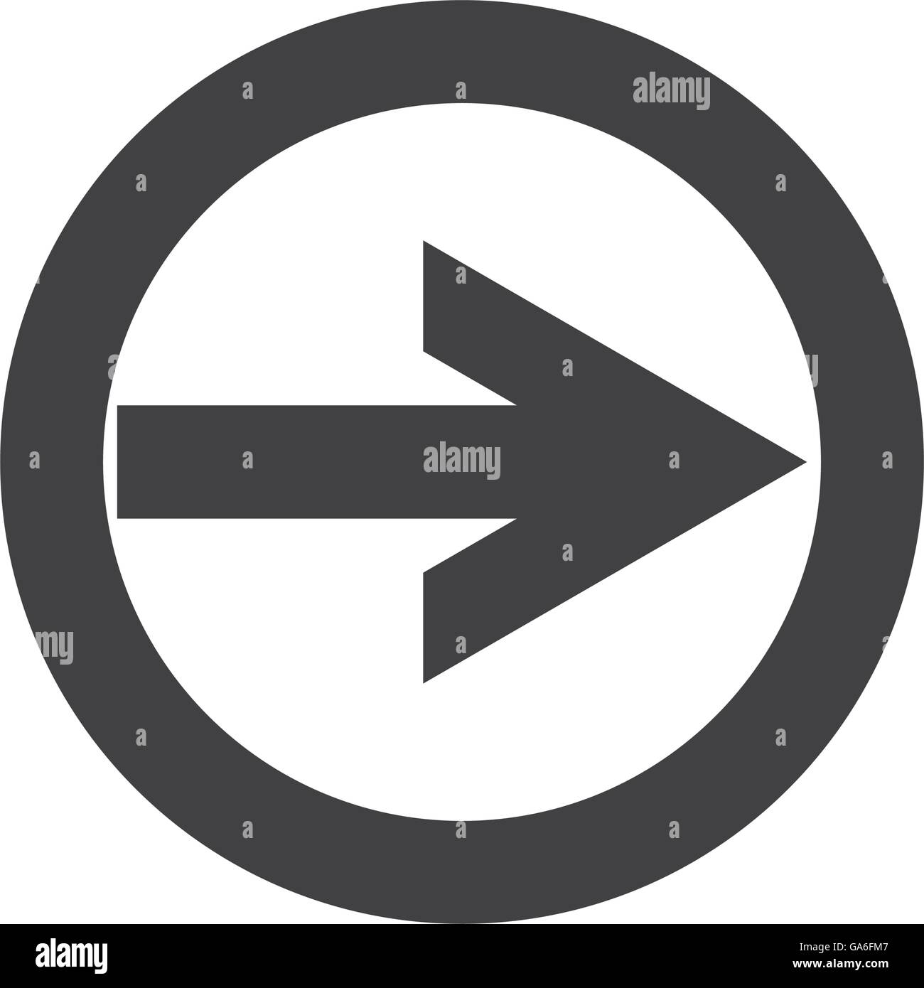 Arrow right into a round icon. Stock Vector