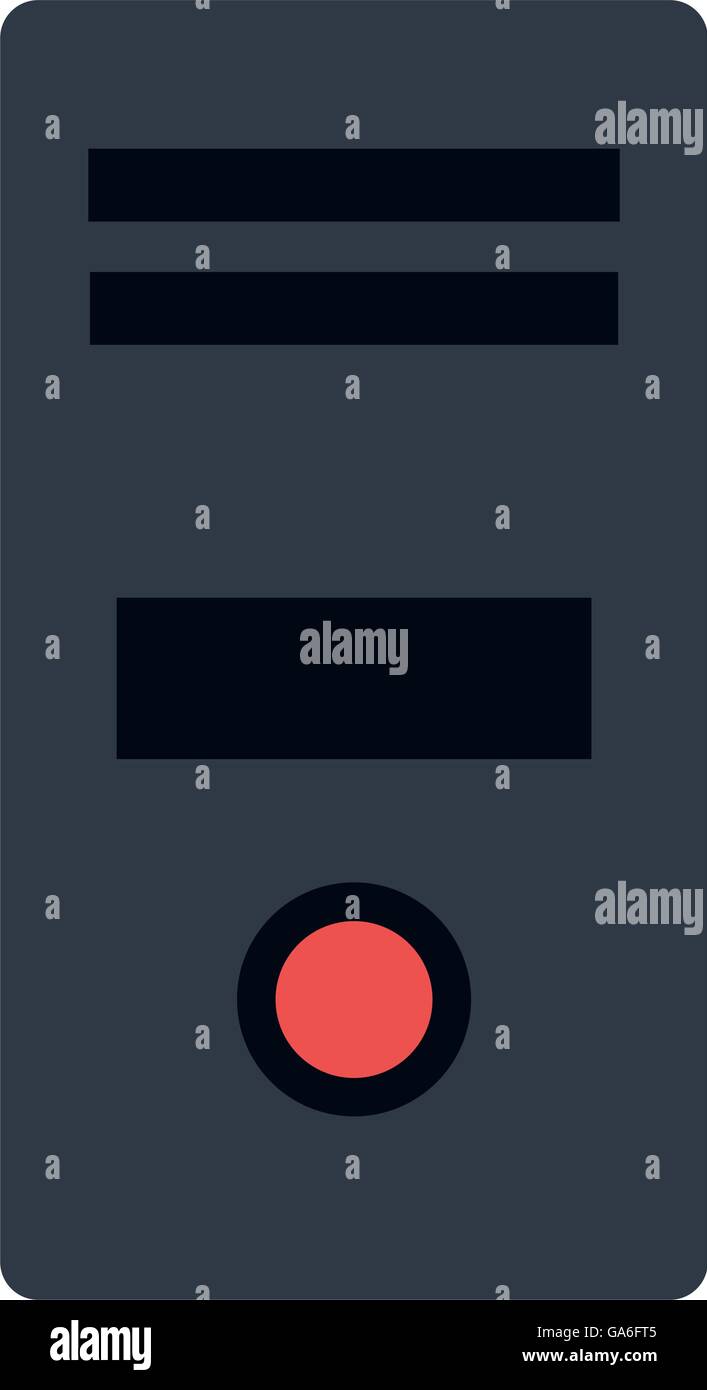 Personal computer tower with red power button icon Stock Vector Image