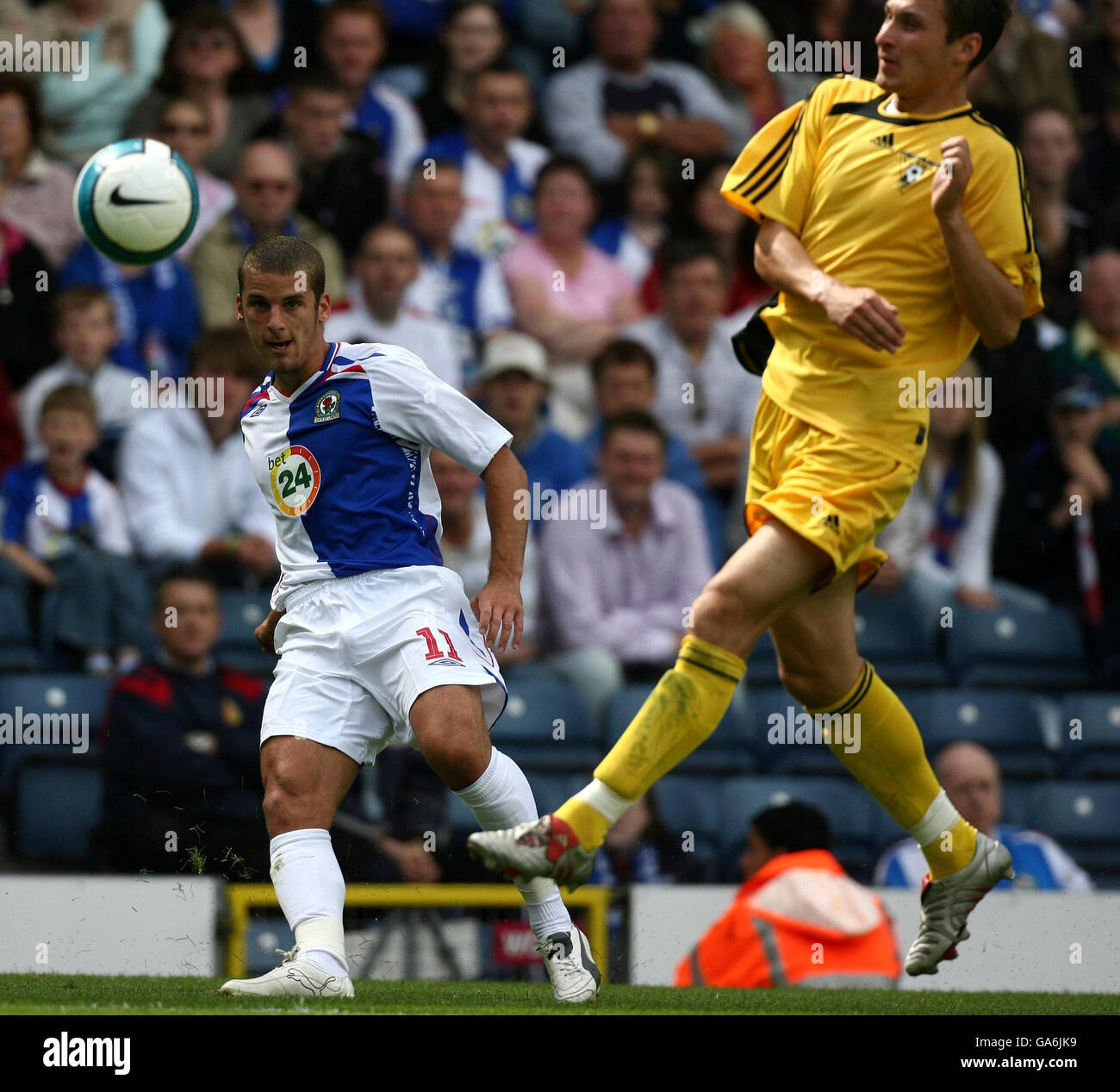 Blackburn Rovers' David Bentley (left) in action during the Intertoto