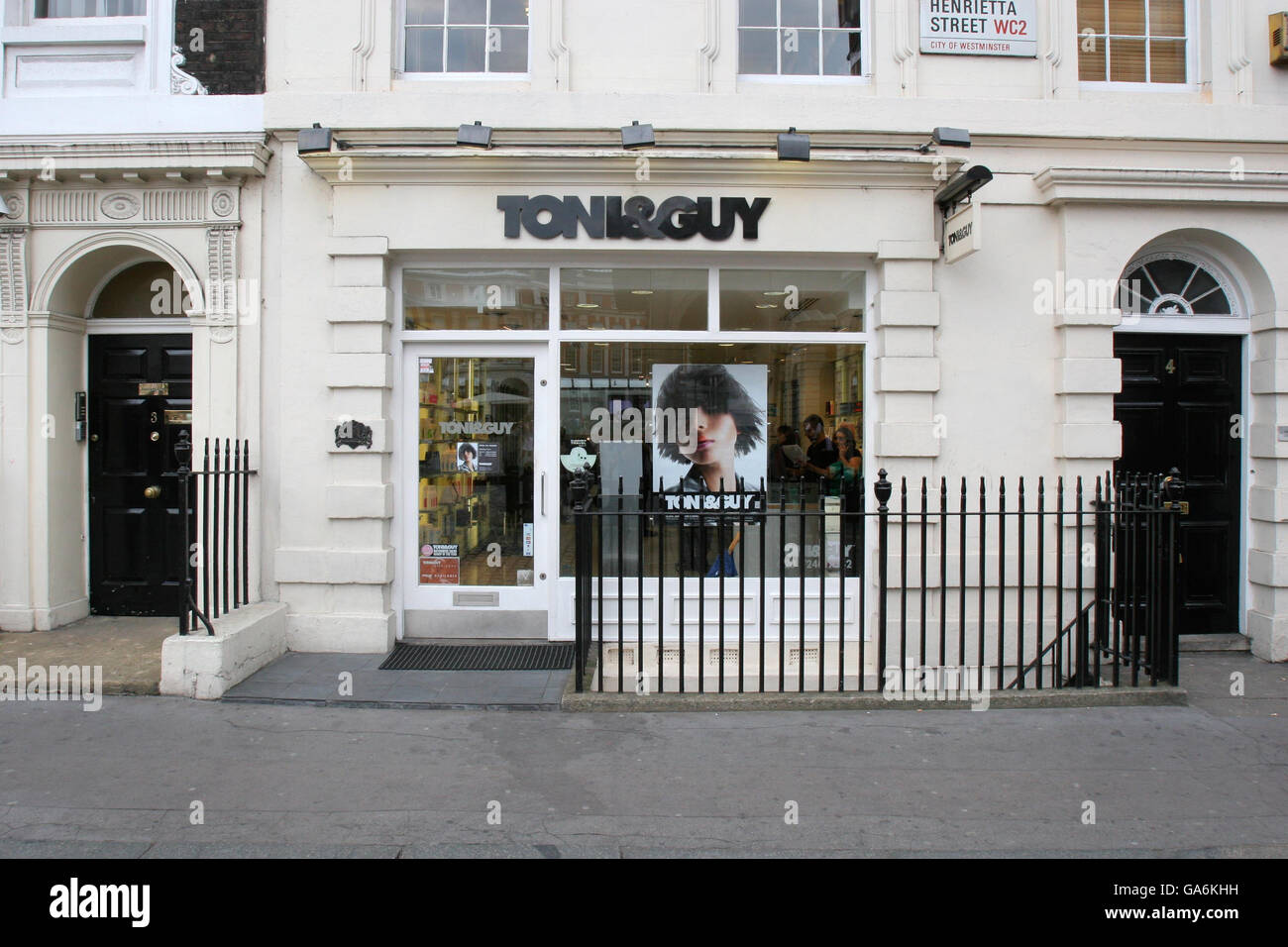 General view of a Toni & Guy hairdressers in Covent Garden, central London. Stock Photo