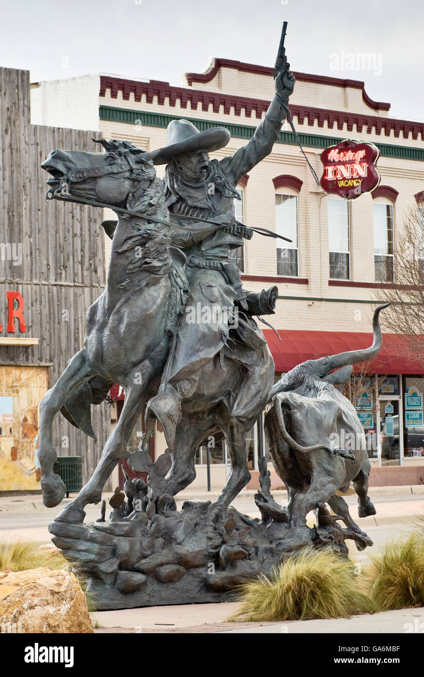 The Vaquero sculpture by Michael Hamby in Artesia, New Mexico, USA Stock Photo