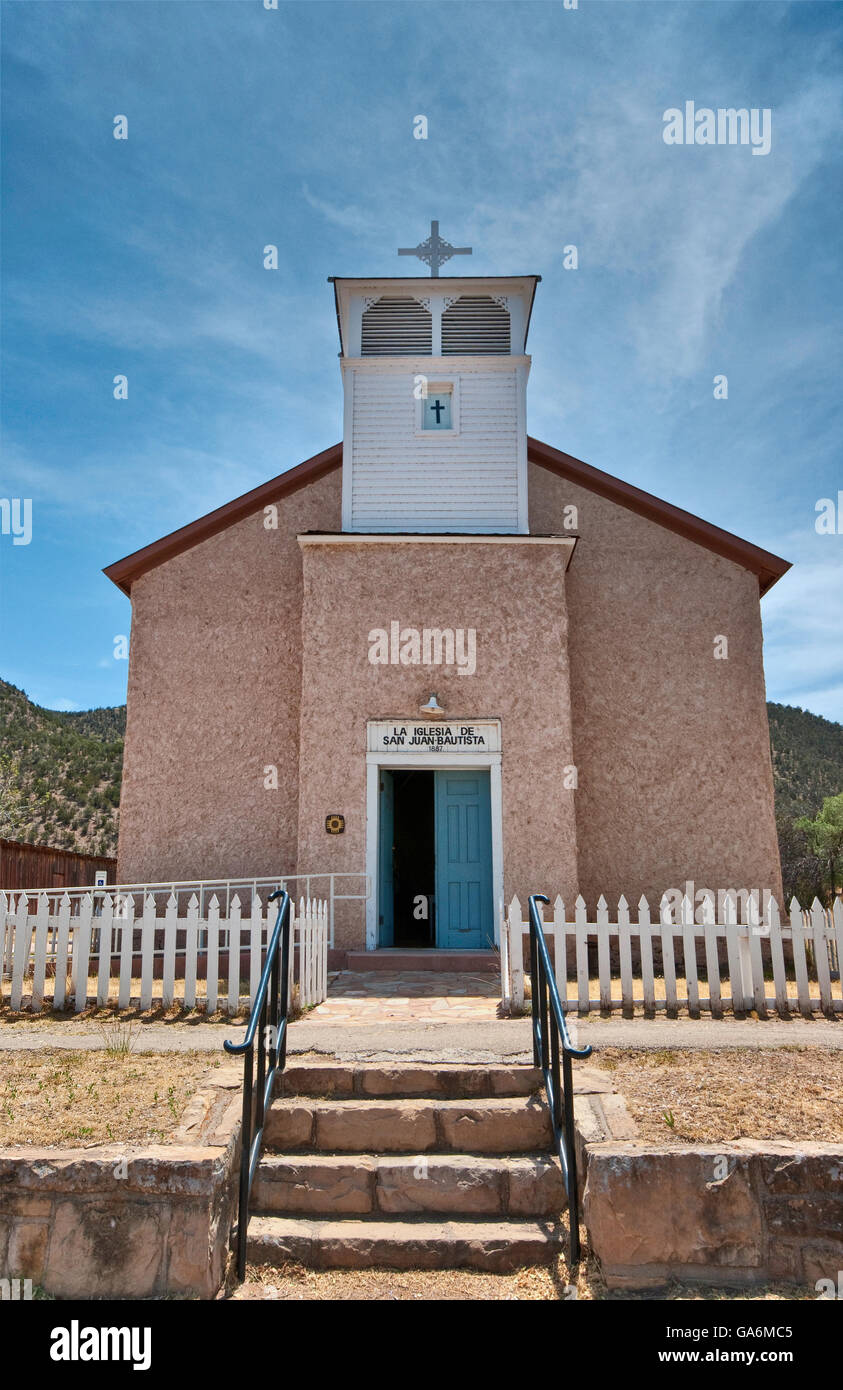 La Iglesia de San Juan Bautista (Saint John the Baptist Church) built 1887, Lincoln Historic District, Lincoln, New Mexico, USA Stock Photo