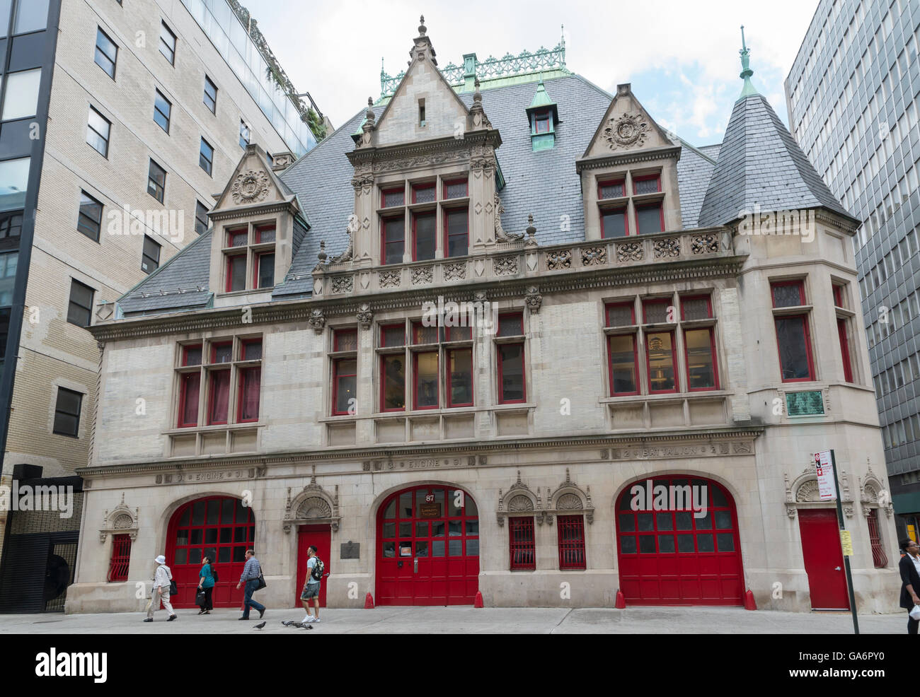 Landmarked building of Fire Company 31 (87 Lafayette Street), New York, designed by Napoleon Le Brun is now DCTV. Stock Photo