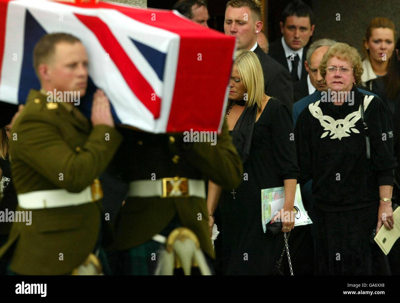 Funeral of Private Jamie Kerr, 20, of The Black Watch, The Royal Regiment of Scotland, who died on patrol in Basra. The funeral took place at Trinity Parish Church, Cowdenbeath. Stock Photo