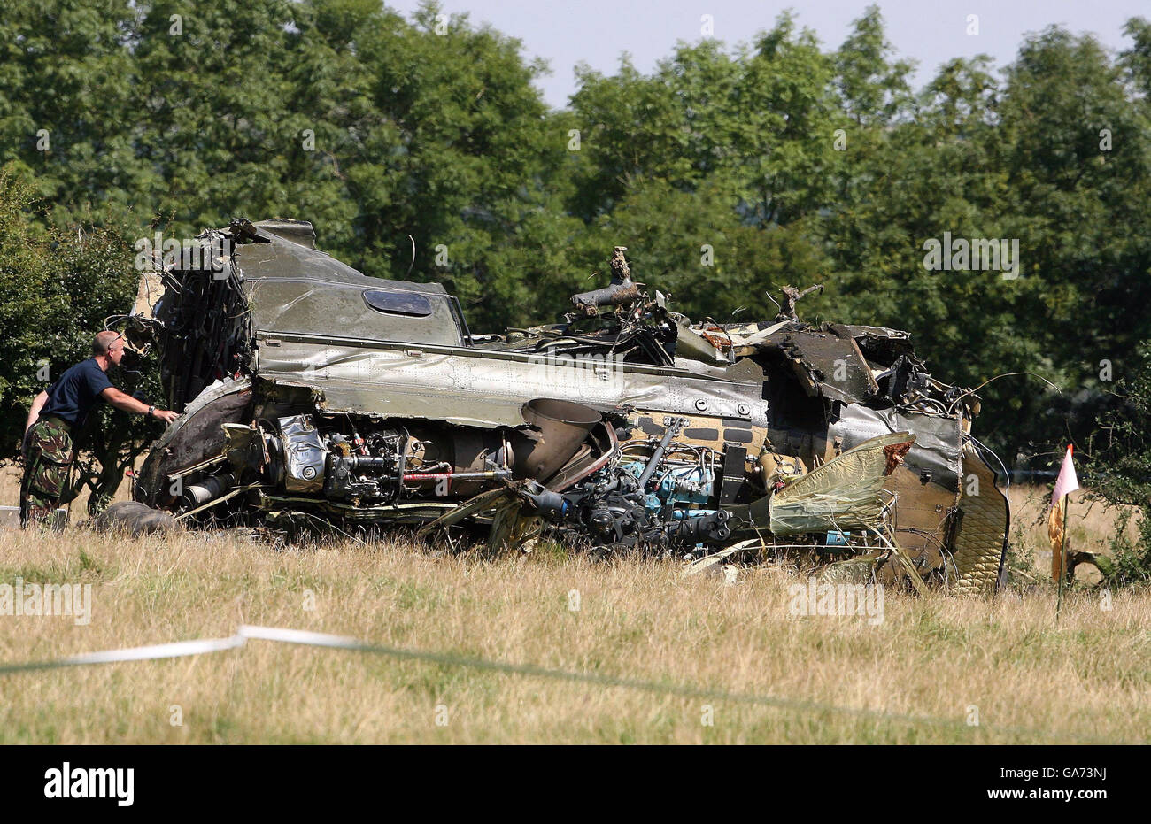 Military personnel at the scene where a RAF puma helicopter crashed on MoD  land last night killing 2 people, near Catterick, North Yorkshire Stock  Photo - Alamy