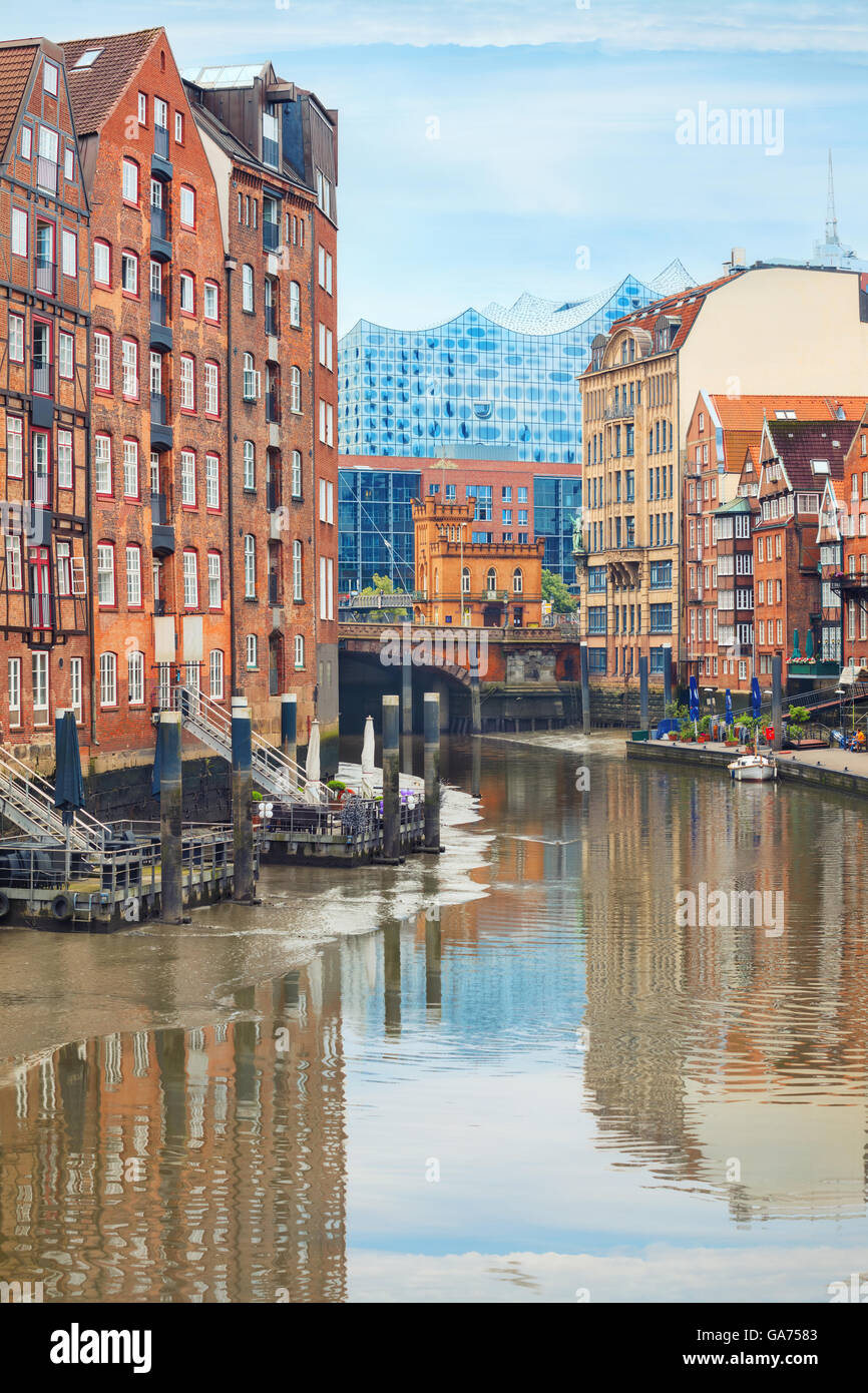 Hamburg famouse canal at Deichstrasse Stock Photo