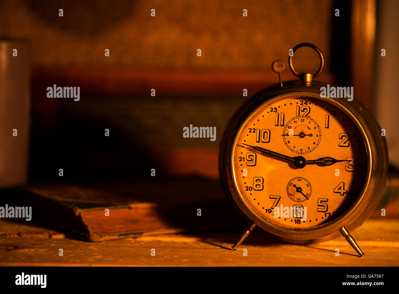 old alarm clock on background Stock Photo - Alamy