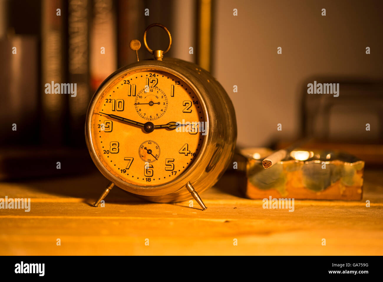 old alarm clock on background Stock Photo - Alamy