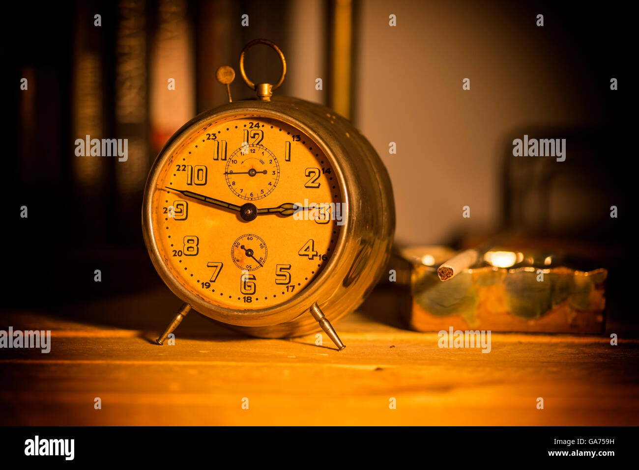 old alarm clock on background Stock Photo - Alamy