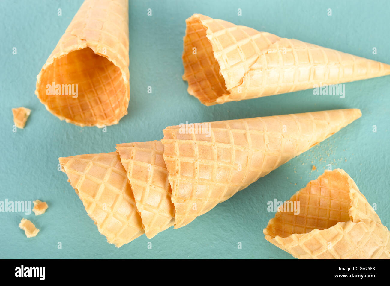 Crunchy ice cream cones. Stock Photo