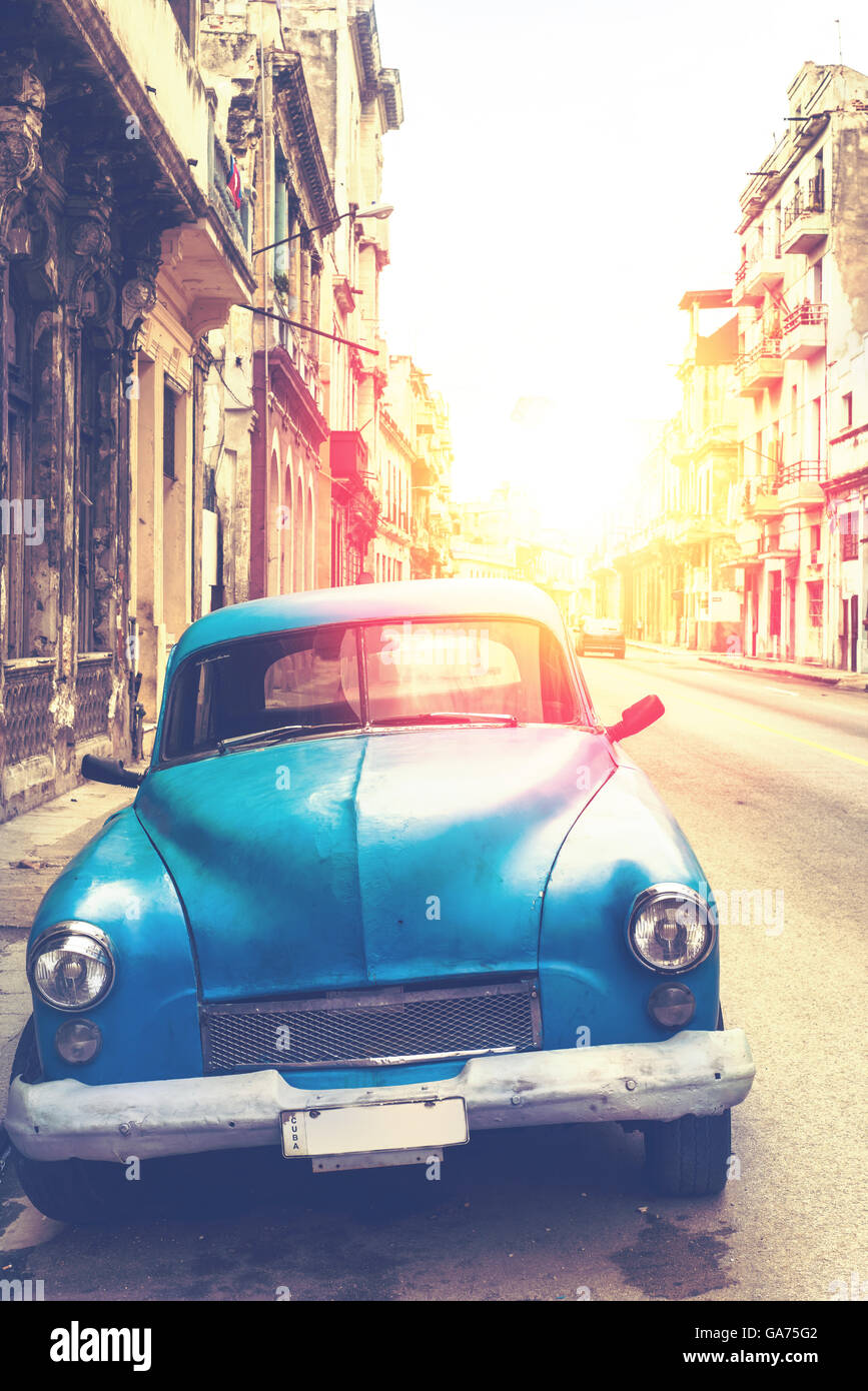 classic car in Havana, Cuba, filtered photo effect Stock Photo Alamy