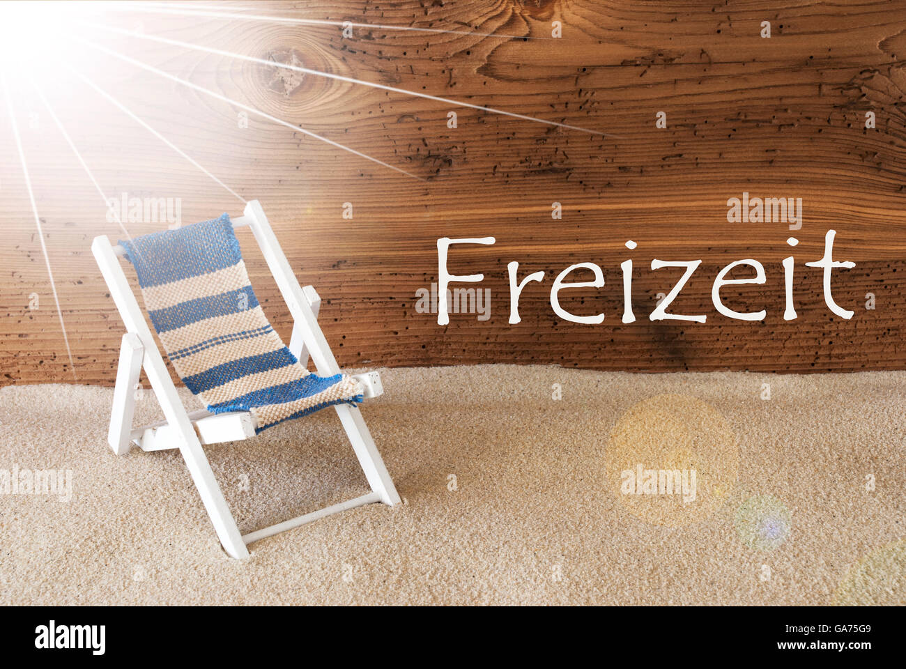 Summer Sunny Greeting Card, Freizeit Means Leisure Time Stock Photo