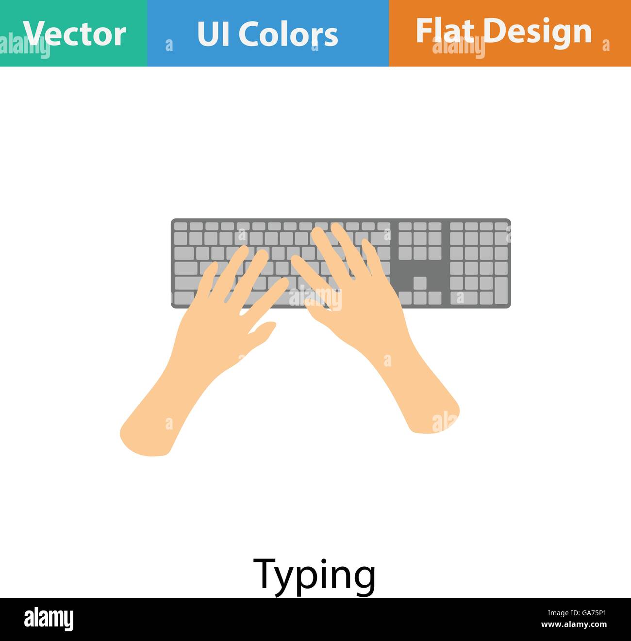 Typing icon. Flat color design. Vector illustration Stock Vector Image ...