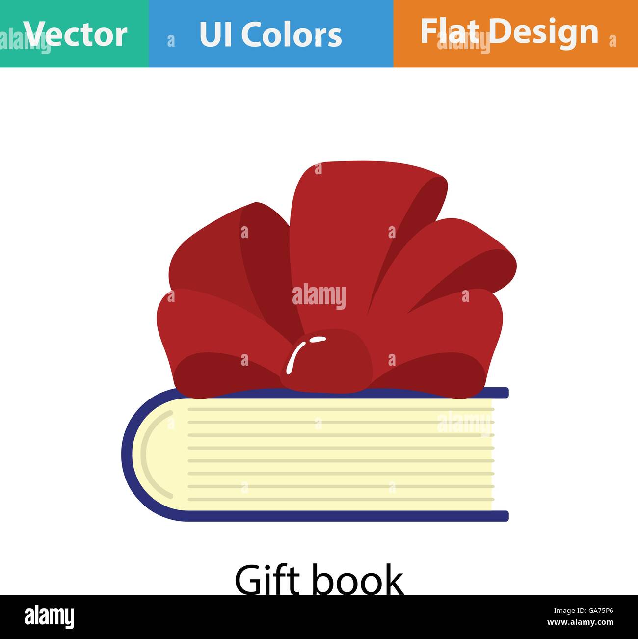 Book with ribbon bow icon. Flat color design. Vector illustration Stock ...