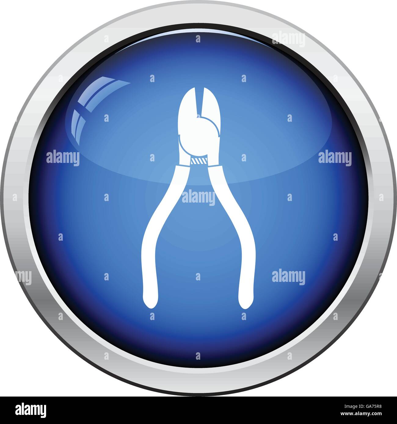 Icon of side cutters. Glossy button design. Vector illustration Stock ...