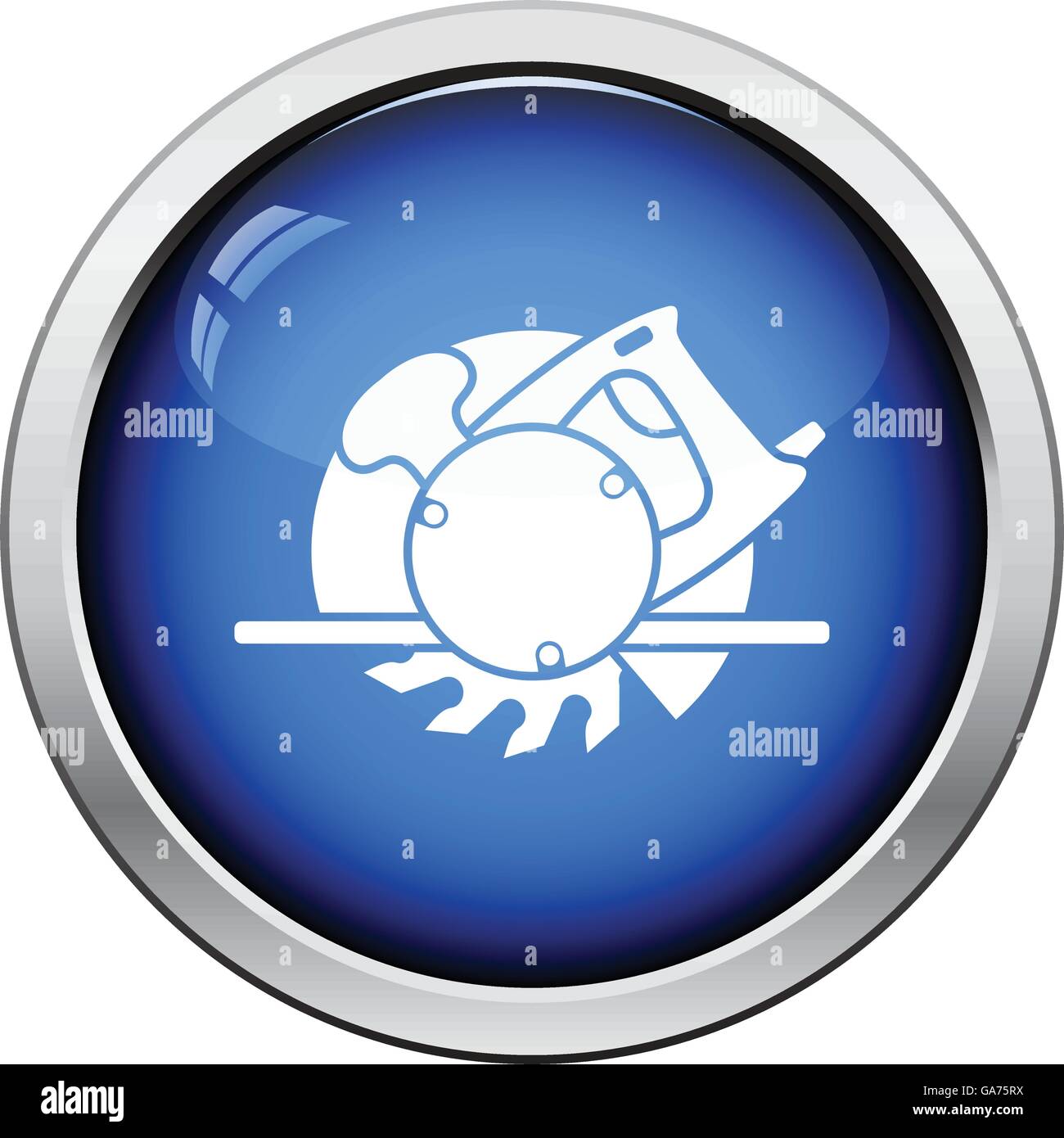 Icon of circular saw. Glossy button design. Vector illustration Stock ...