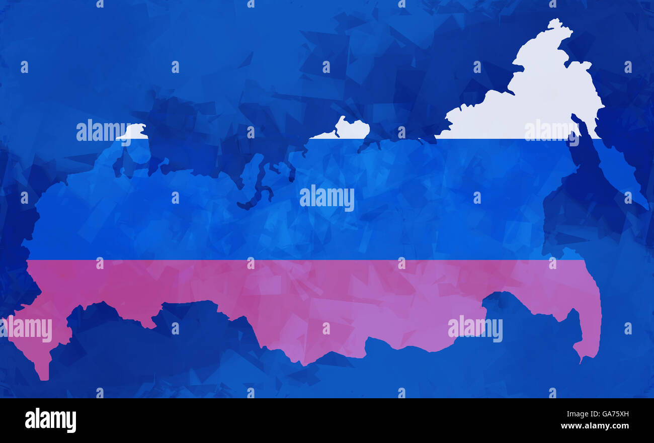 map of russia russian national flag colors background Stock Photo