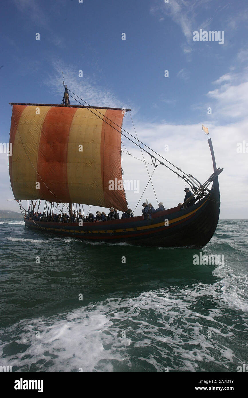 Replica Viking ship Stock Photo