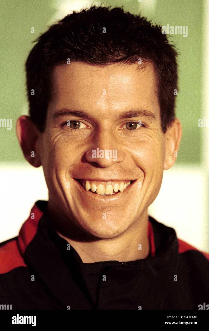 Great Britain's Tim Henman prepared for the Davis Cup match against Sweden Stock Photo