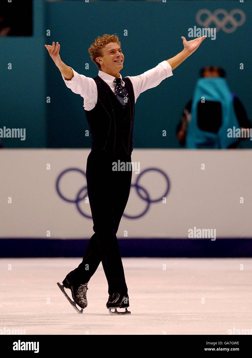 USA's Timothy Goebel on his way to winning the bronze medal Stock Photo