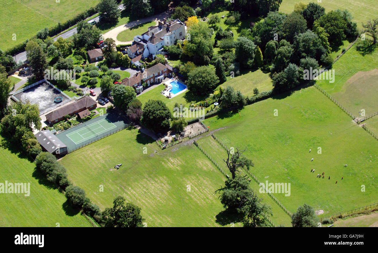 An aerial view of a farm on Westwood Lane in Normandy, Surrey where a
