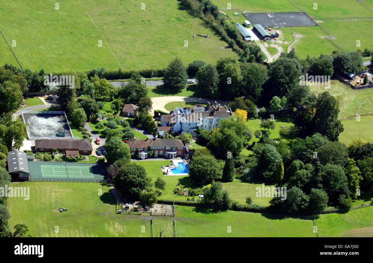 An aerial view farm on westwood lane in normandy hires stock