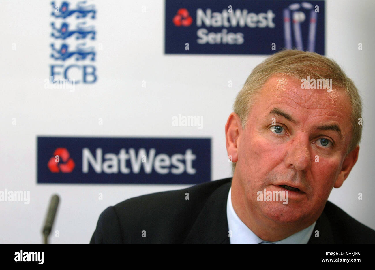 England chairman of selectors David Graveney during a press conference at The Brit Oval, Kennington, London. Stock Photo