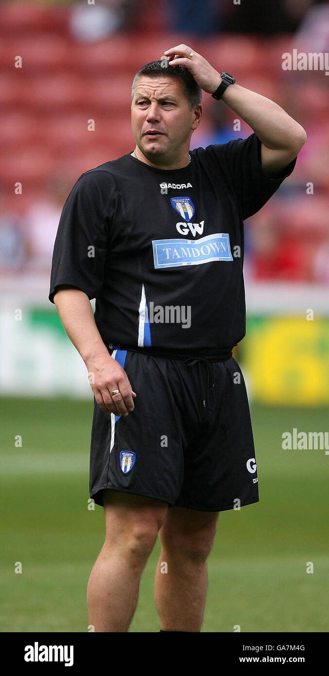 Soccer - Coca-Cola Football League Championship - Sheffield United v Colchester - Bramall Lane. Colchester United's manager Geraint Williams during the Coca-Cola Football League Championship match at Bramall Lane, Sheffield. Stock Photo