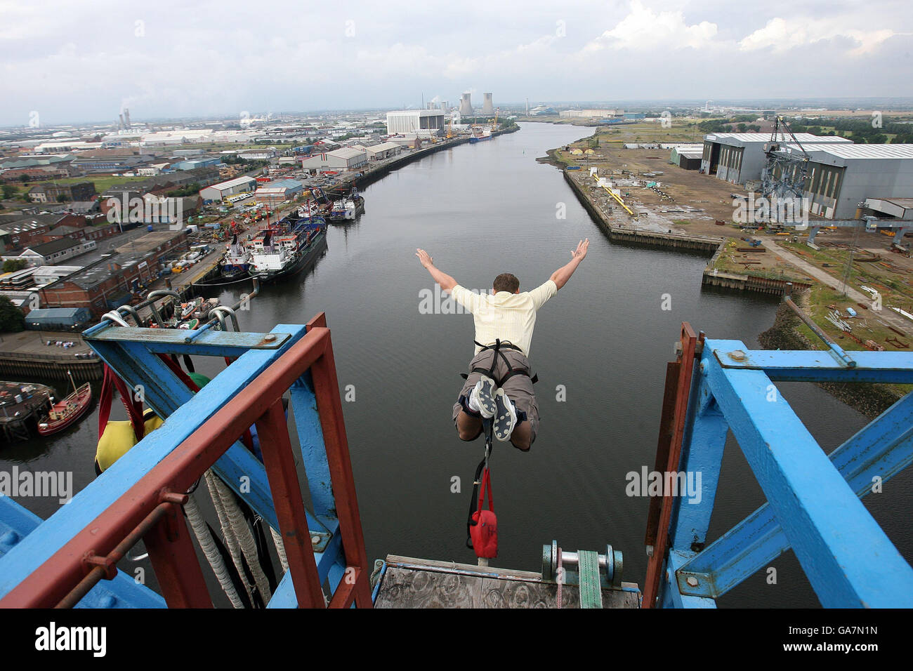 Bungee Jumping in Middlesbrough Stock Photo