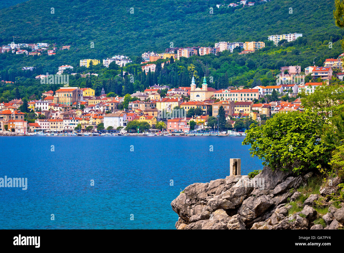 Coastal town of Volosko in Kvarner bay, Croatia Stock Photo