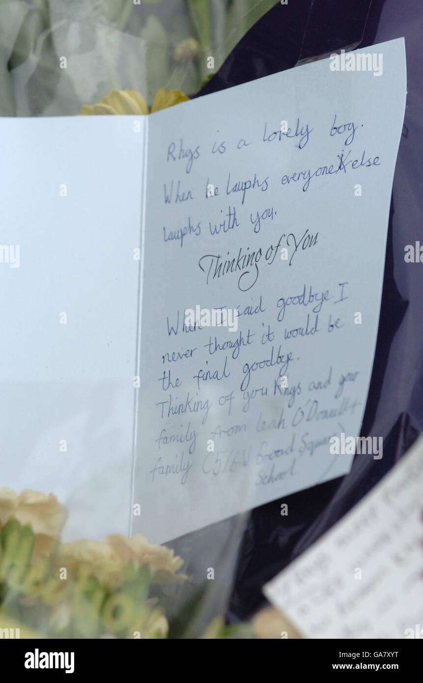 Boy shot in Liverpool. Flowers laid outside the Fir Tree pub, Croxteth