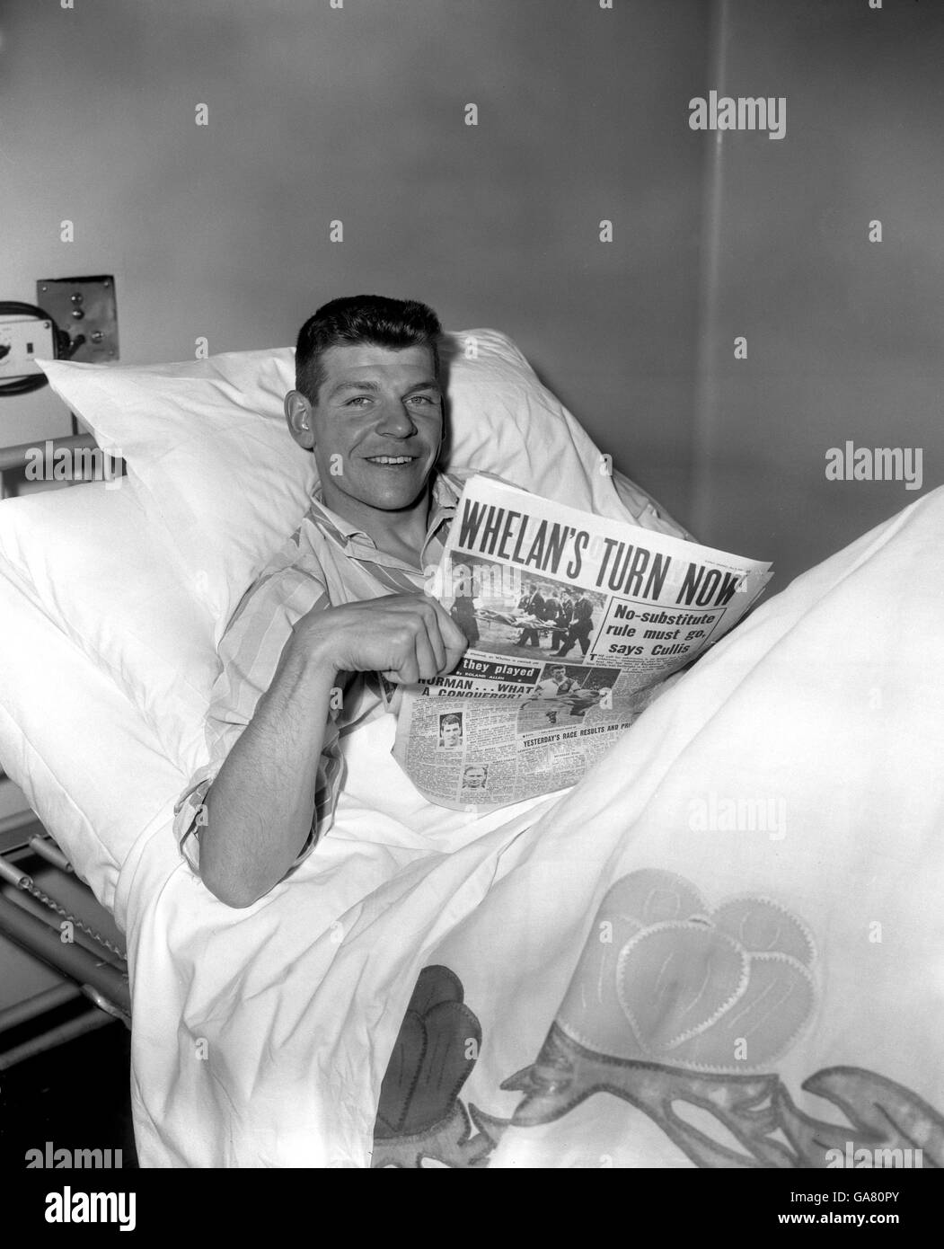 Blackburn Rovers David Whelan rests in hopsital this Sunday morning recovering from the broken leg he suffered during the match. Stock Photo