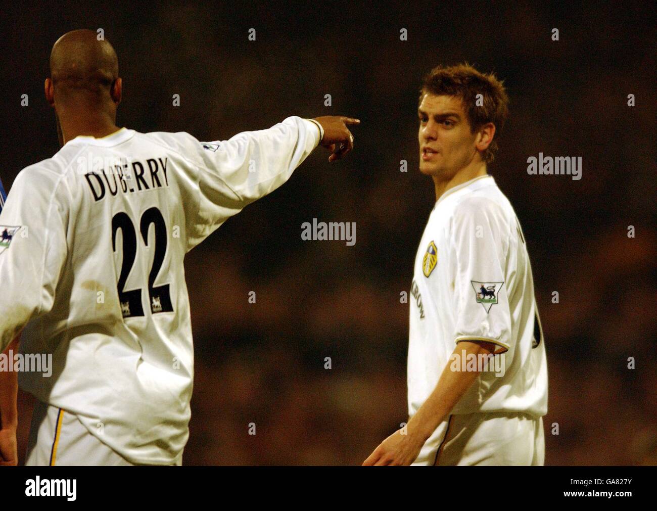 Michael Duberry tells fellow Leeds United player Jonathan Woodgate who