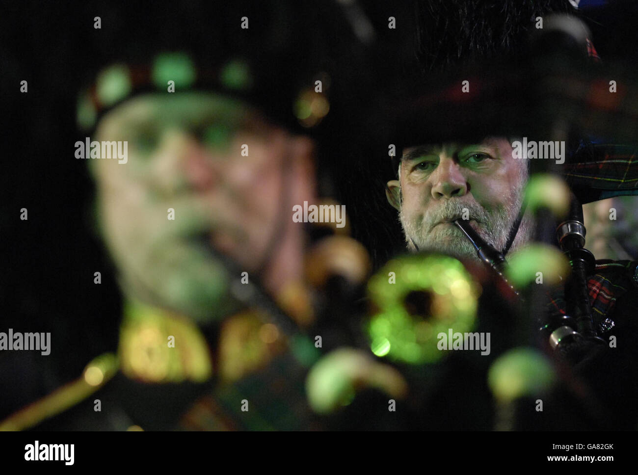 The Massed Pipes and Drums perform during the dress rehearsal for the