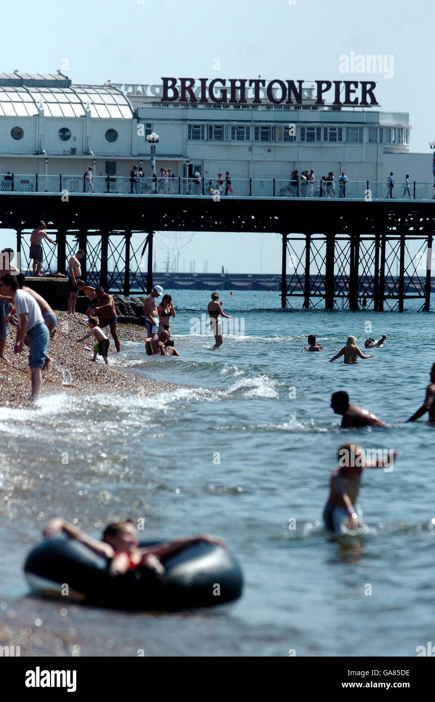 Sunbathers at Brighton Stock Photo