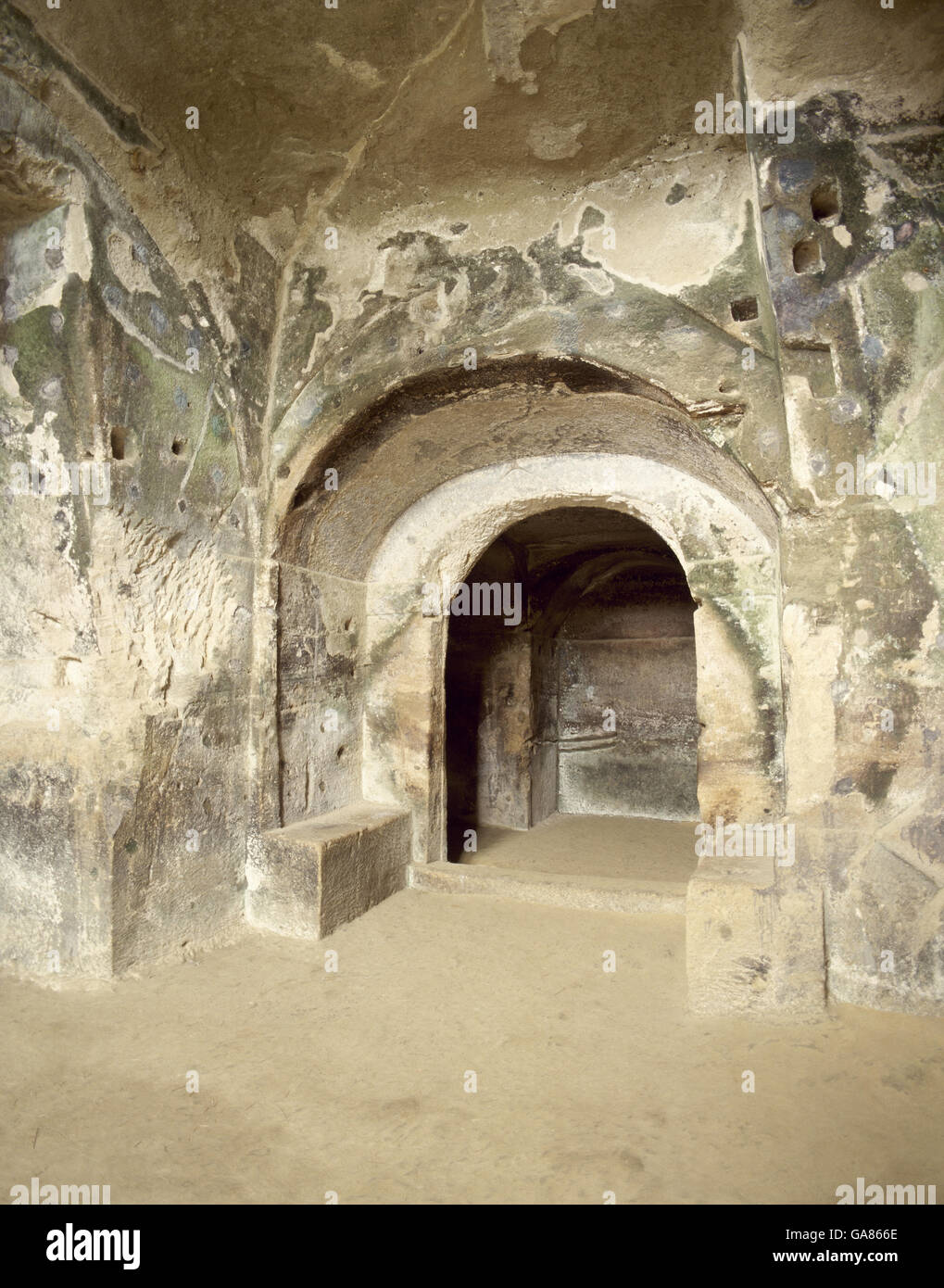 Italy. Cumae. Ruins of the Greek site of the Oracle of Cumae. (Cuamean Sibyl). Ancient Magna Graecia. Stock Photo