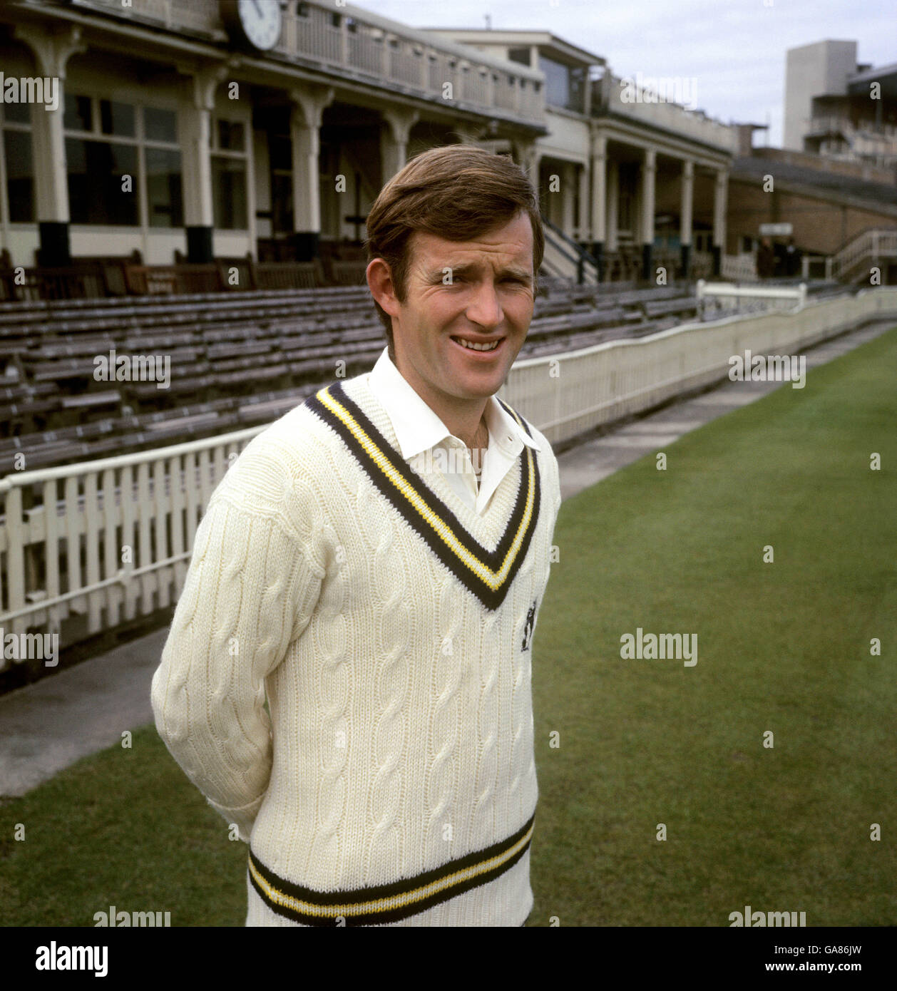 Dennis Amiss of Warwickshire County Cricket Club, reporting for the 1969 season at Edgbaston Stock Photo