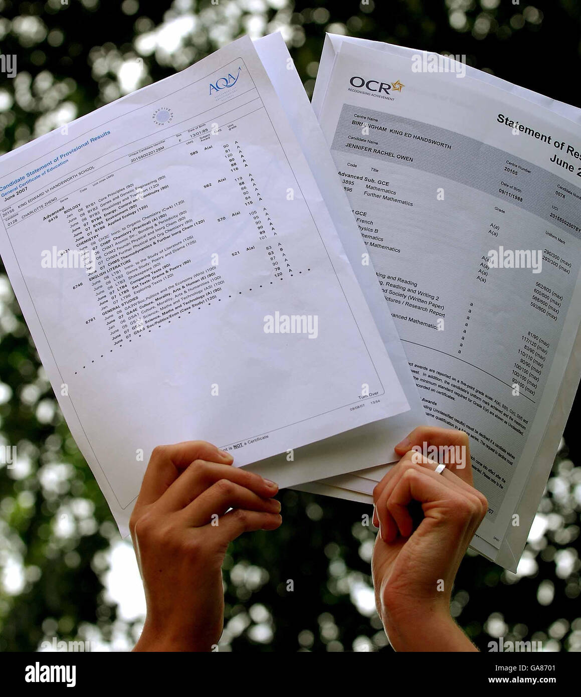 Alevel results announced Stock Photo Alamy