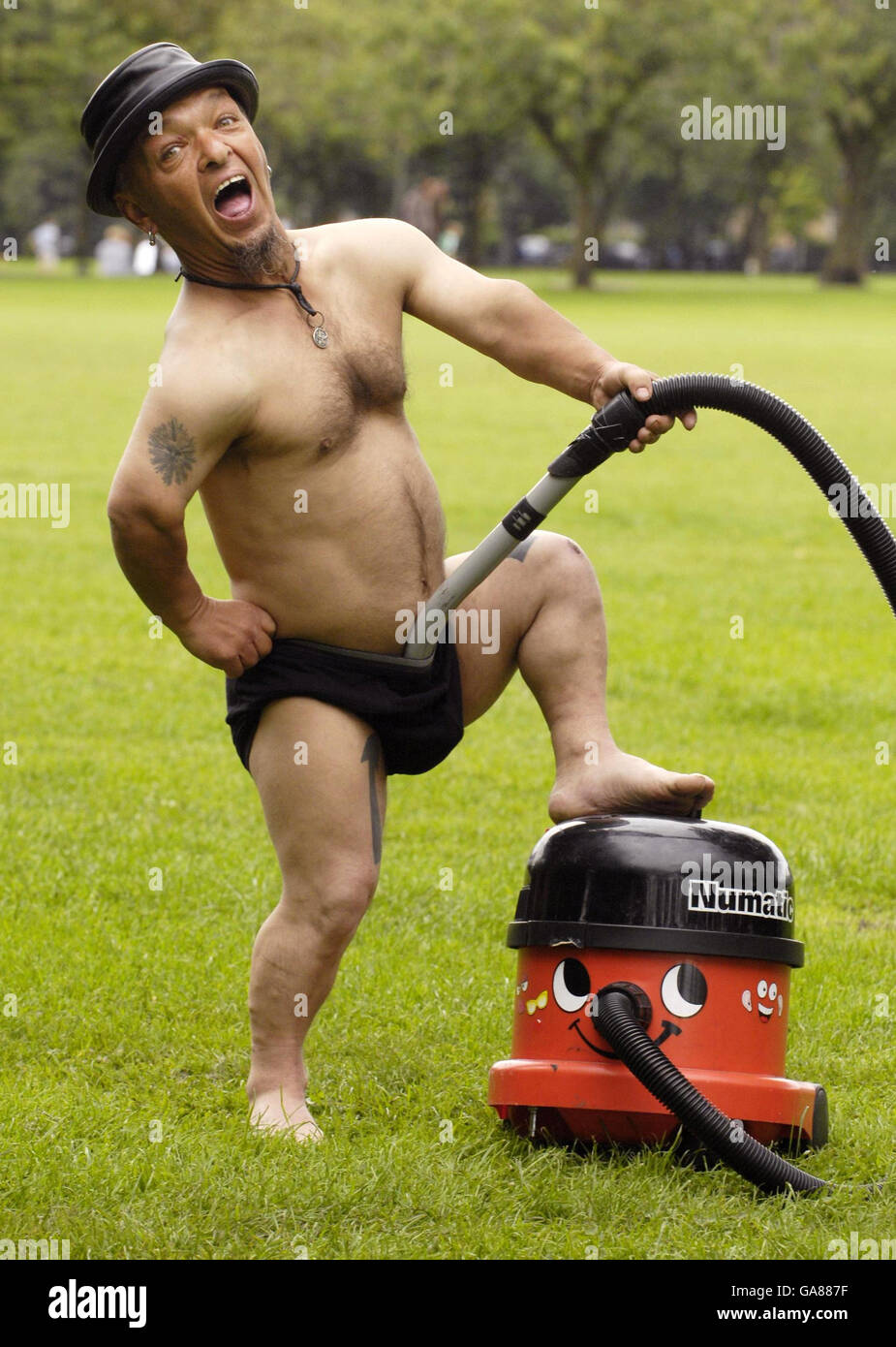 NOTE CONTENT. Daniel Blackner, also known as Captain Dan the Demon Dwarf, who got into a sticky situation with a vacuum cleaner. The actor had to be rushed to hospital after he glued his privates to a Henry Hoover. Stock Photo