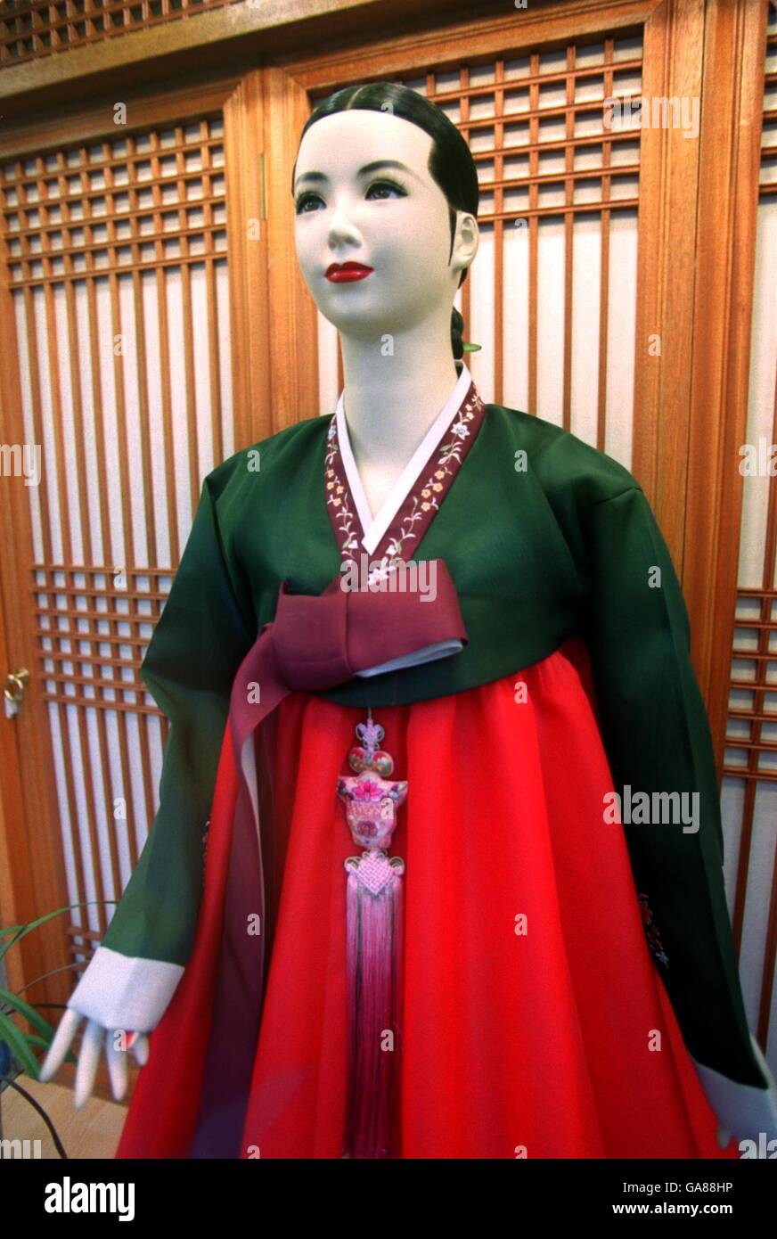 Soccer - World Cup 2002 Venue - Daegu,Korea. A manequin in Korean national dress Stock Photo