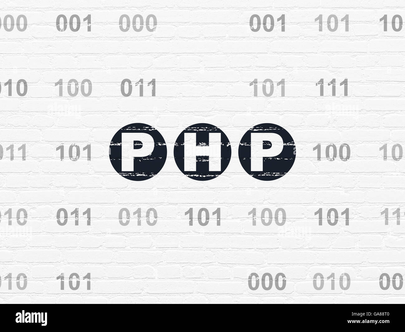 Database concept: Php on wall background Stock Photo - Alamy