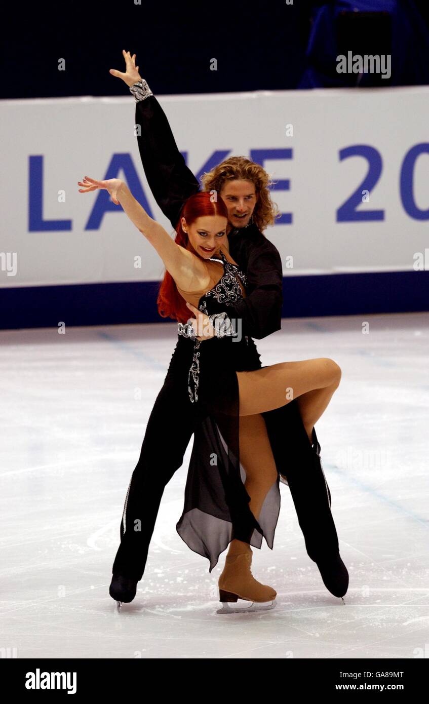 France's Marina Anissina and partner Gwendal Peizerat in action during their compulsory dance France's Marina Anissina and partner Gwendal Peizerat in action during their compulsory dance