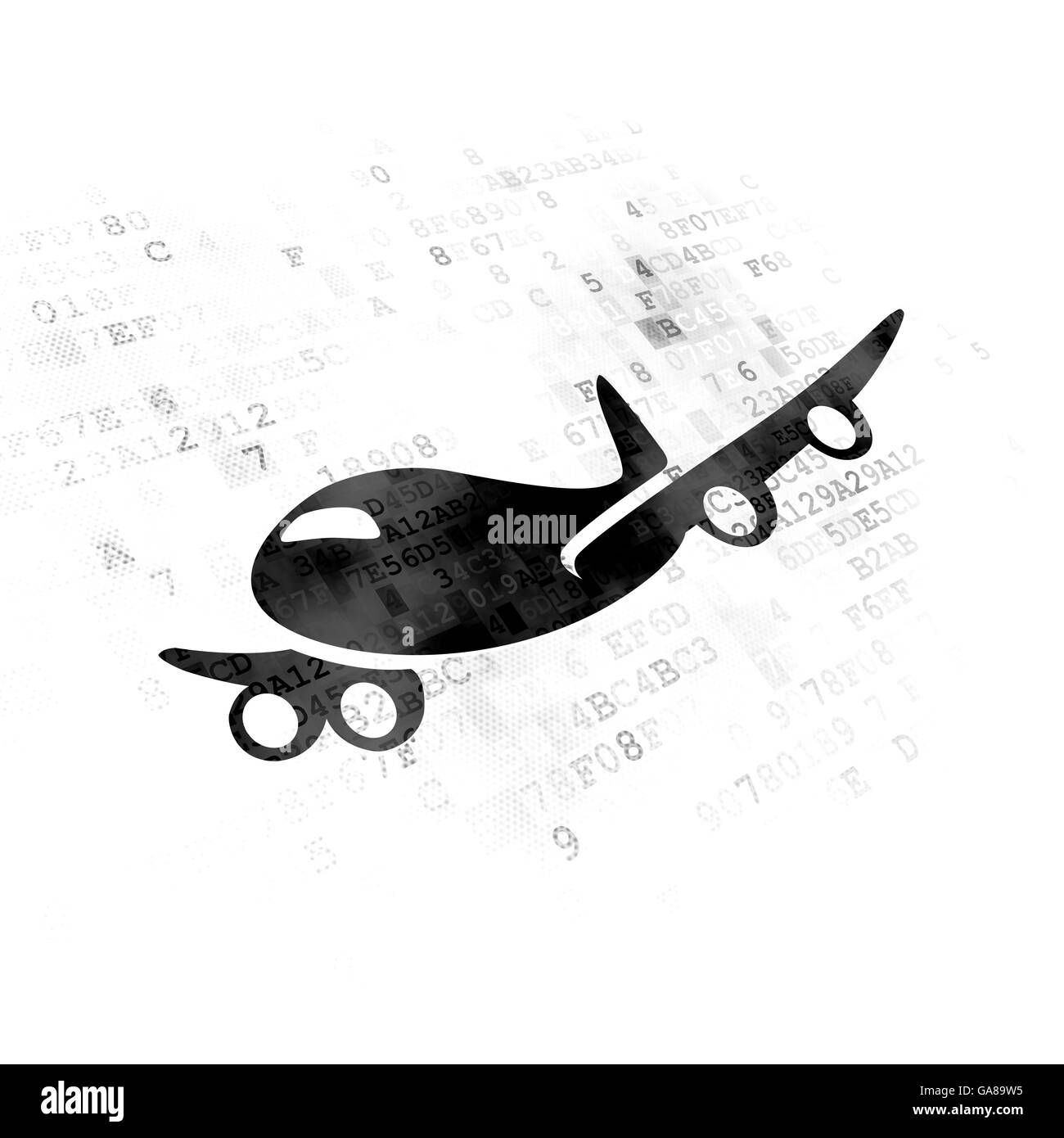 Tourism concept: Airplane on Digital background Stock Photo