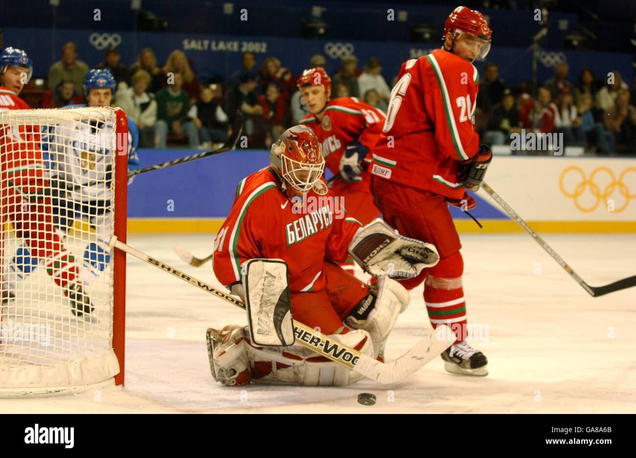 Winter Olympics - Salt Lake City 2002 - Men's Ice Hockey - Finland v Belarus Stock Photo