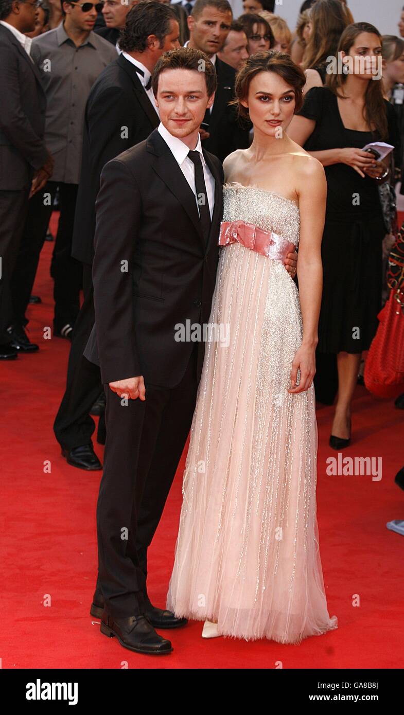 James McAvoy and Keira Knightley at the premiere of Atonement at the 64th Venice International Film Festival. Stock Photo